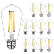 Austin Coast 12-Pack ST58 LED Bulbs, 6W (60W Equivalent), Warm White 2700K, E26 Base, Dimmable, 800 Lumens, Shatterproof