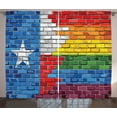 thumbnail image 1 of Ambesonne Austin Curtains 2 Panel Set, Brick Wall Grungy Texas Town, 108" x 108", Multicolor, 1 of 3