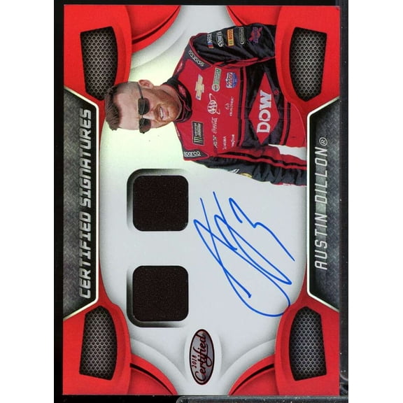 Austin Dillon Card 2018 Certified Signature Swatches Red #3
