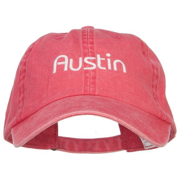 Austin Embroidered Washed Buckled Cap - Red OSFM