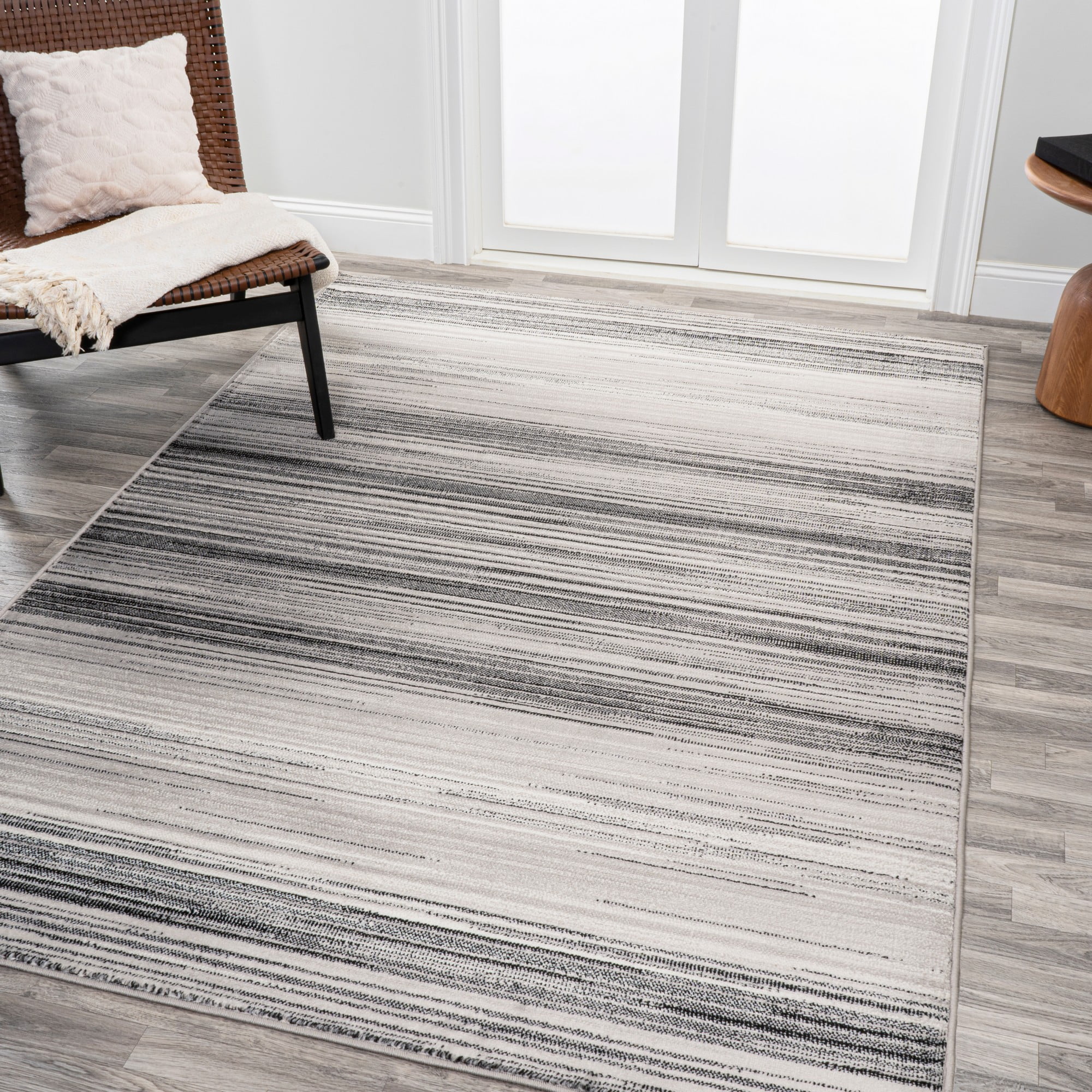 Austin Gradient Striped Gray Synthetic 4' x 6' Area Rug