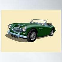 Austin Healey 3000 Mk3 In British Racing Green Poster Wall Art, Modern Wall Decor, 8x12 UNFRAMED