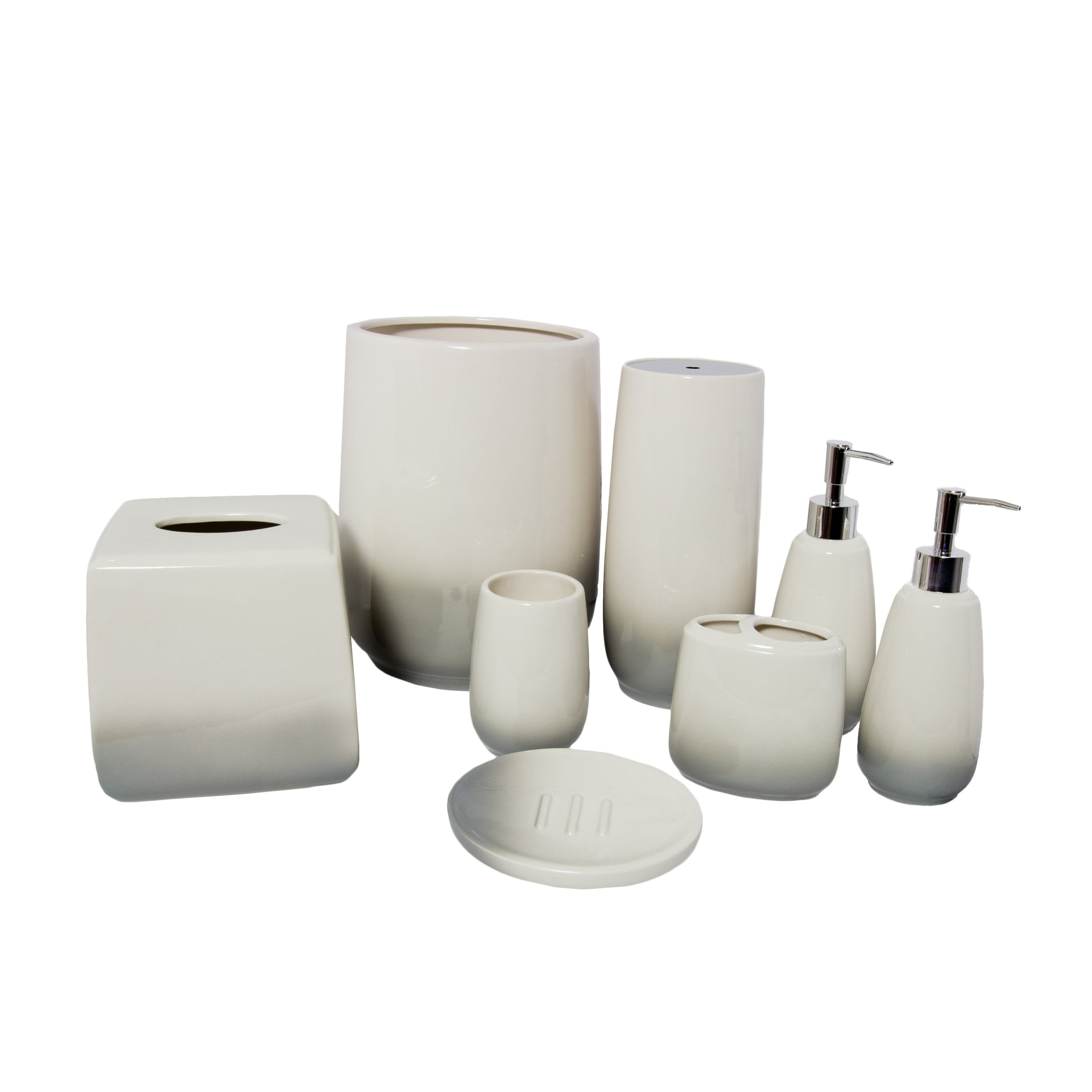 Amber Gradient Gray Ceramic 8-Piece Bath Accessory Set