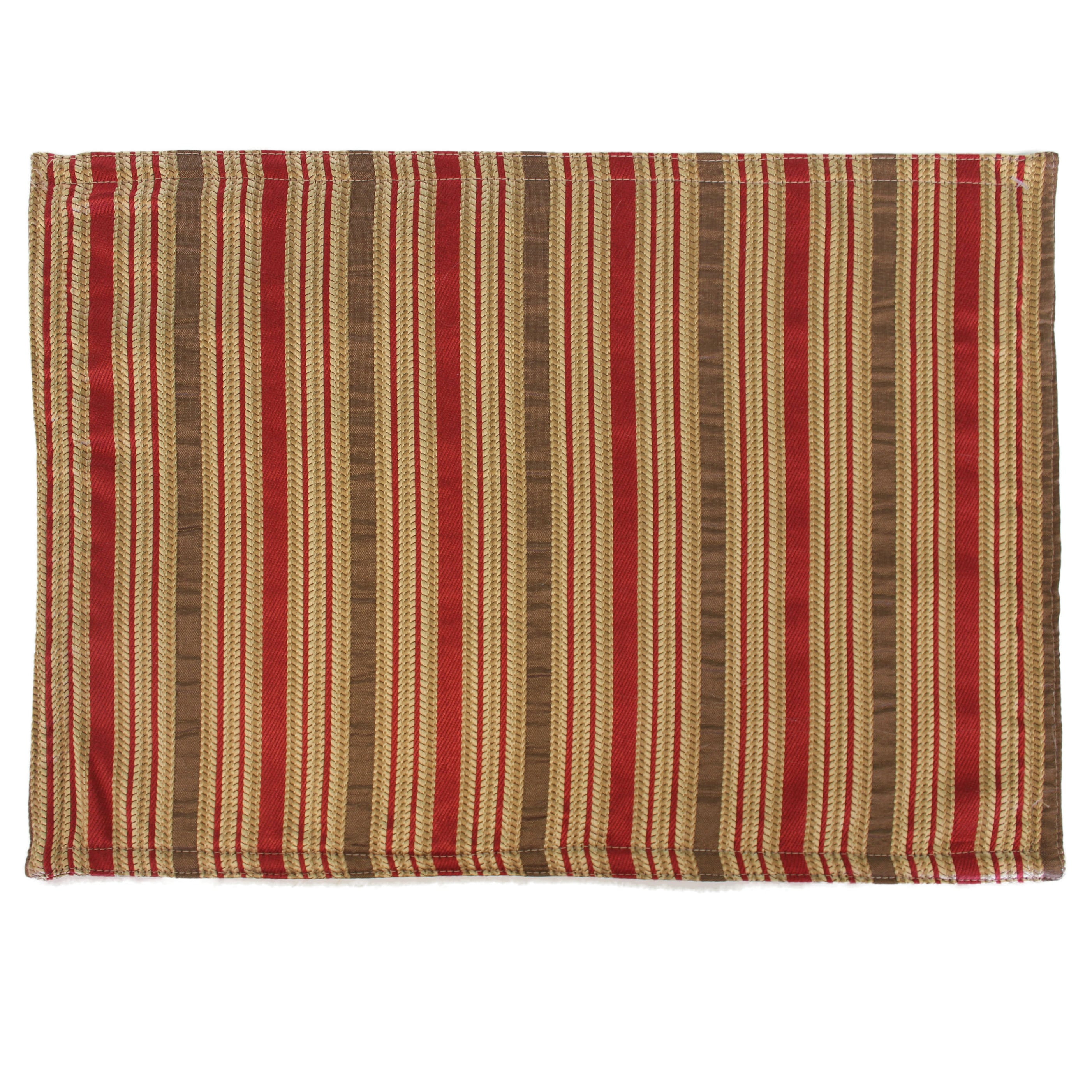 Brick and Gold Striped Polyester Rayon Placemats Set of 4