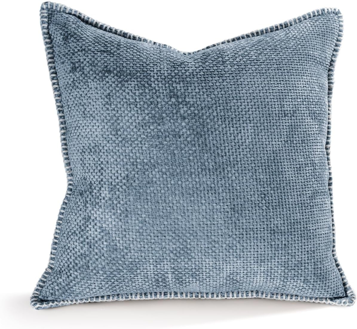 Austin Horn Classics Chenille Pillows With "Blanket Stitch" Cover Only Set Of 2 Blue 20"X20
