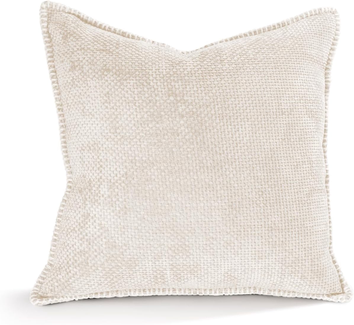 Austin Horn Classics Chenille Pillows With "Blanket Stitch" Cover Only Set Of 2 Natural 20"X20