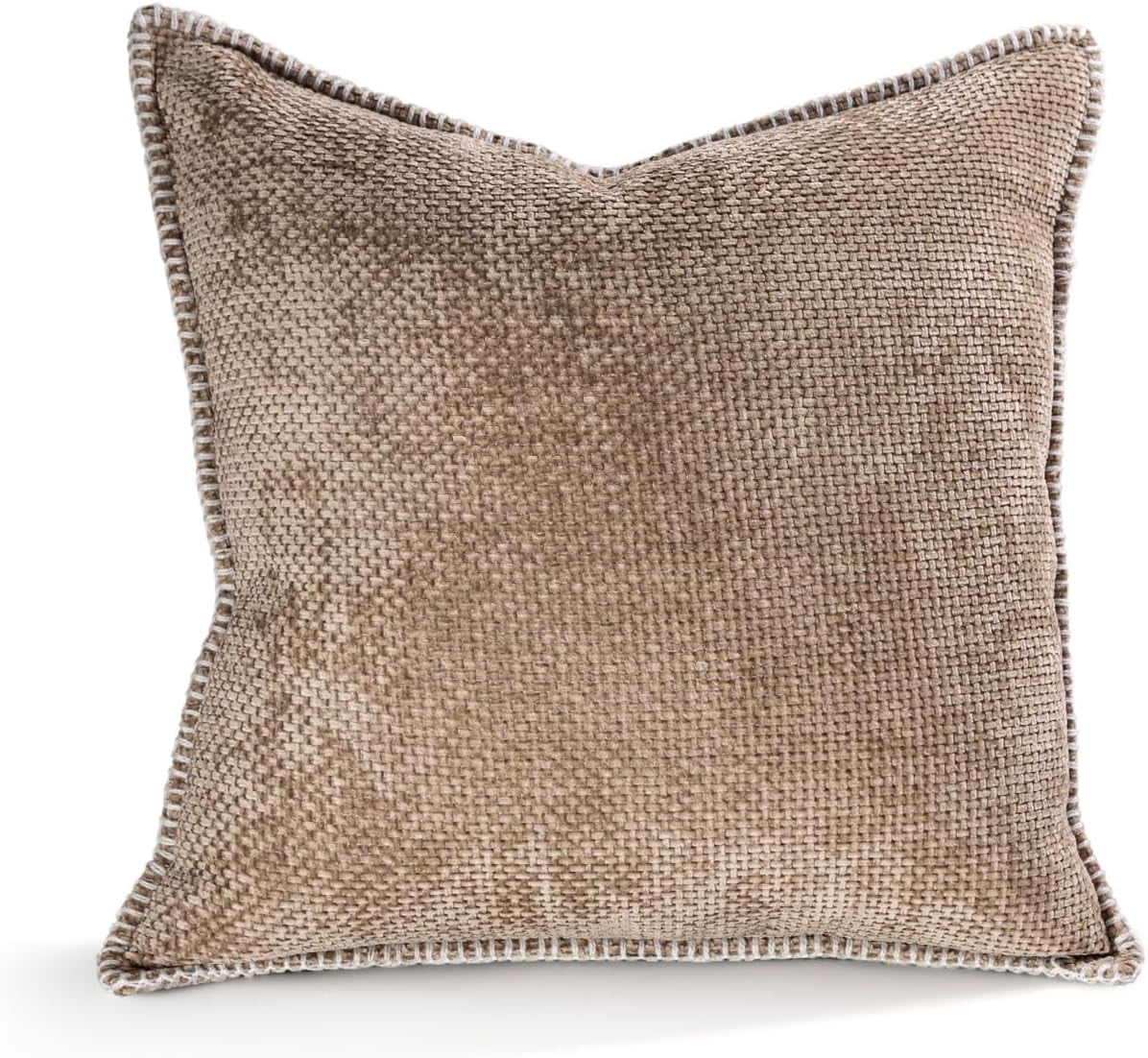 Austin Horn Classics Chenille Pillows With "Blanket Stitch" Cover Only Set Of 2 Taupe 20"X20