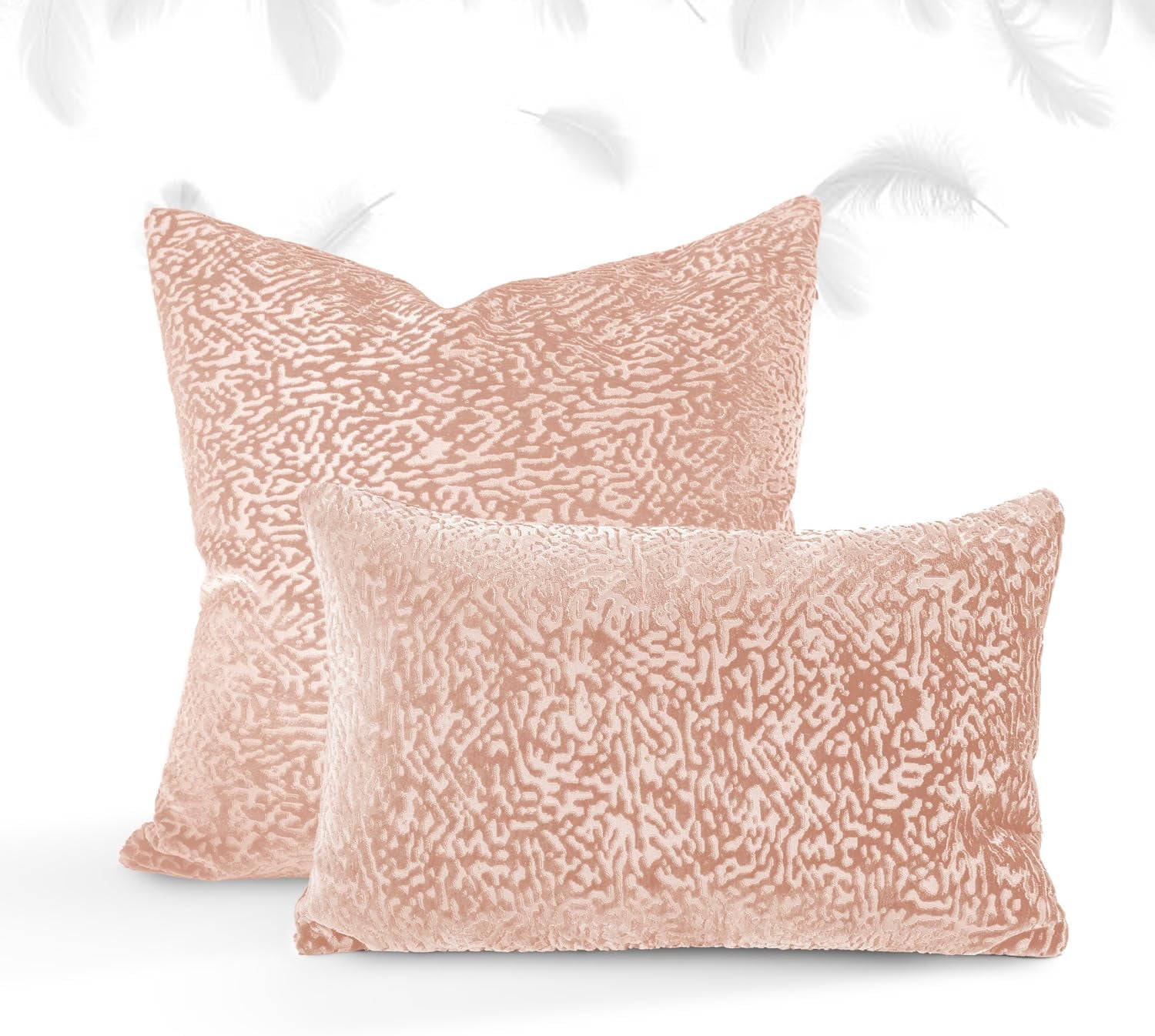 Austin Horn Classics Floral Pattern Cut Velvet Pillow Cover Only Blush 20"X20" & 13"X20 Combo