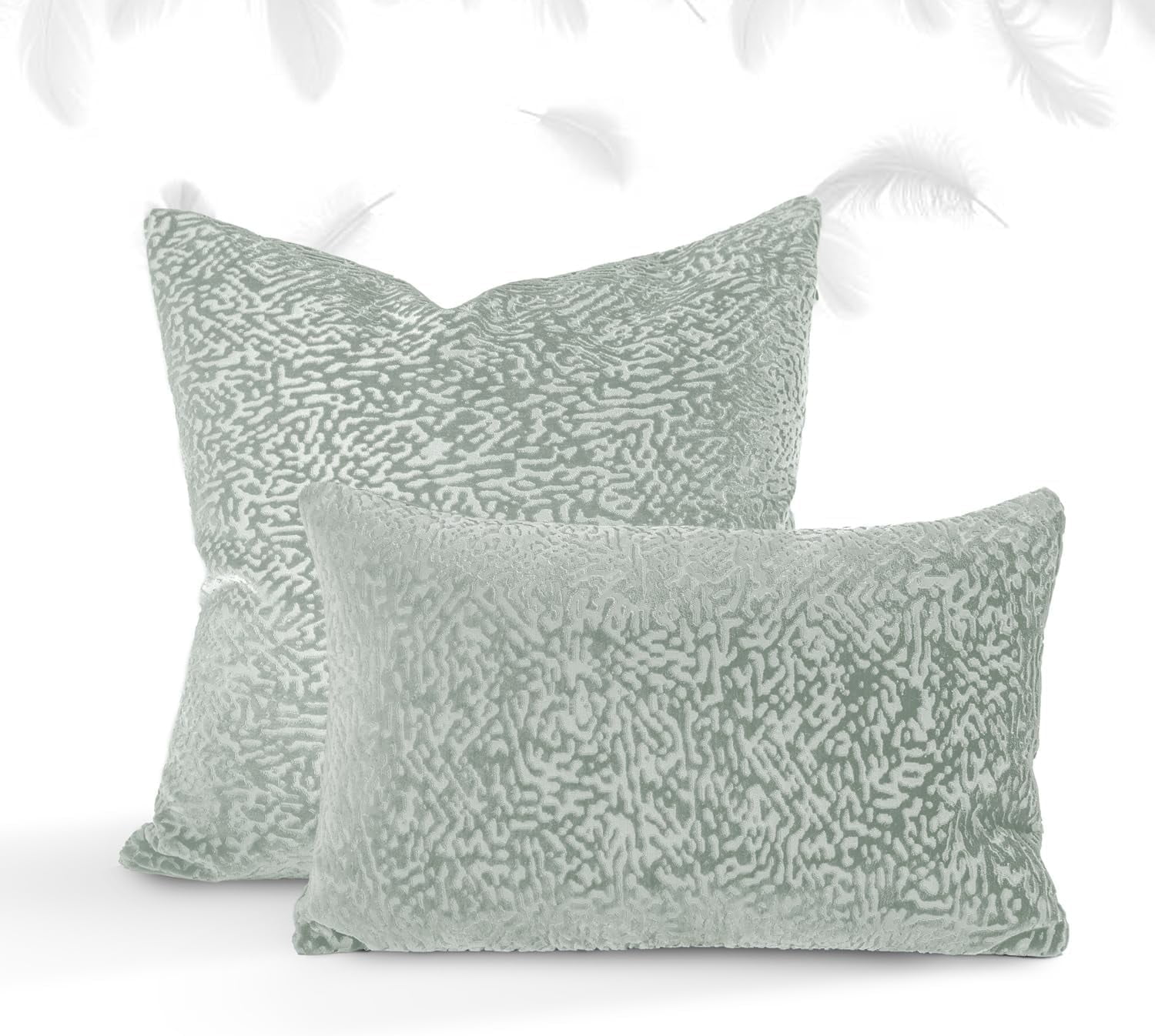 Austin Horn Classics Floral Pattern Cut Velvet Pillow Cover Only Pale Green 20"X20" & 13"X20 Combo