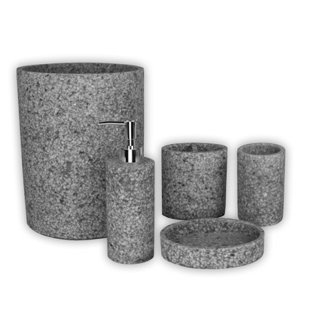 Austin Horn Classics Stoneville Black/Grey Bath Accessory Collection Waste Basket