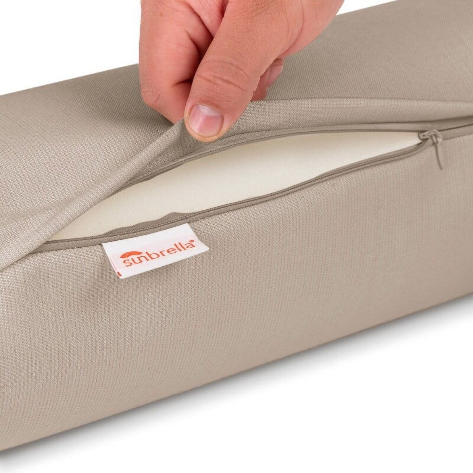 Sunbrella Beige Zippered Neck Roll Bolster Set of 2