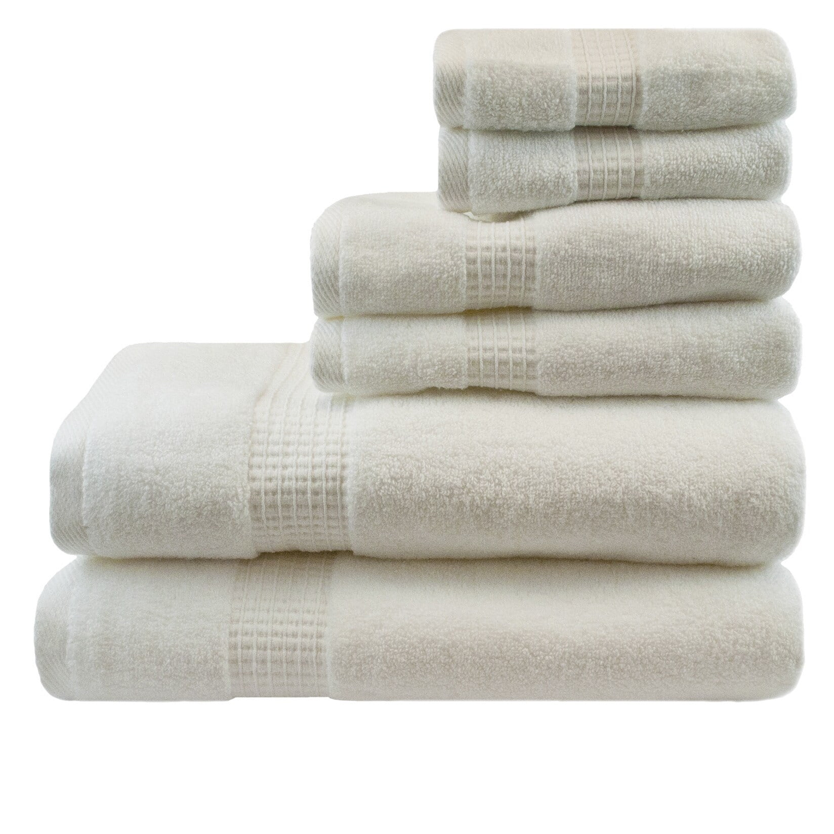 Luxurious Off-White Cotton Zero Twist 6-Piece Towel Set