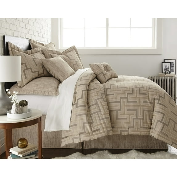 Austin Horn En Vogue PCHF Maze Quartz Beige 4-piece Comforter Set Queen