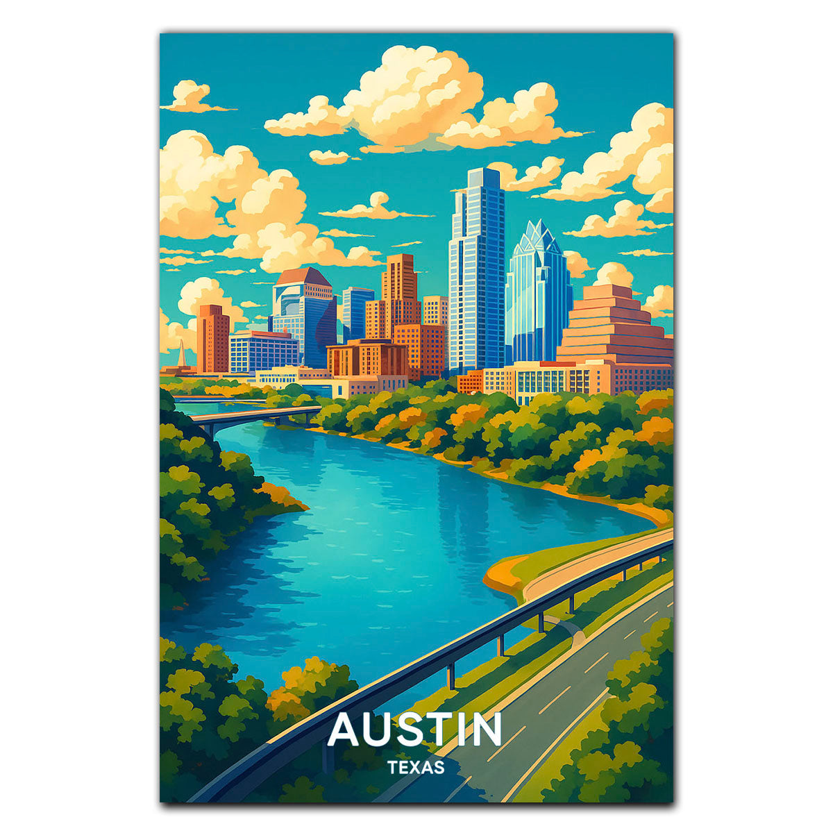 Austin Live Music Capital Vintage Art Print Wall Poster – Chic Home ...