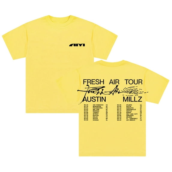 Austin Millz Fresh Air Tour T-shirt 2024 Short Sleeve Cotton Tee Women Men Streetwear Tops