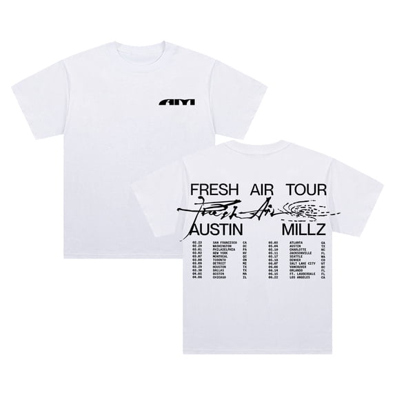 Austin Millz Fresh Air Tour T-shirt 2024 Short Sleeve Cotton Tee Women Men Streetwear Tops