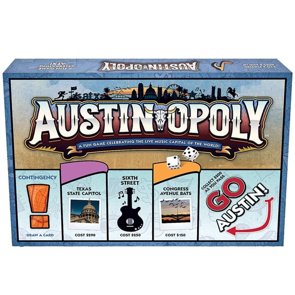 Late For The Sky: Austin-Opoly - City Themed Opoly-Style Board Game, Landmark Properties, Family Strategy Play, 2-6 Player, Traditional or 1hr Version