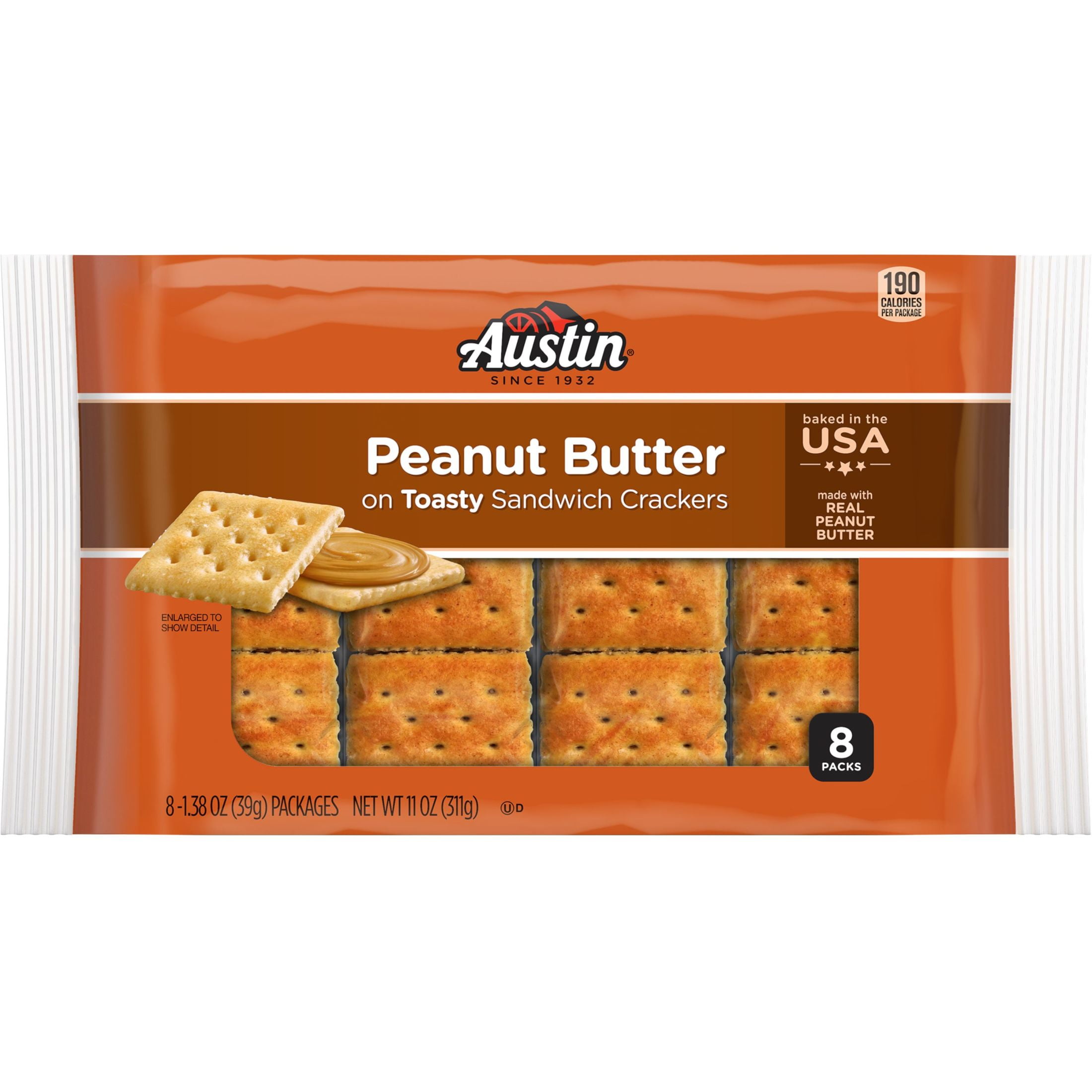 Austin Peanut Butter on Toasty Sandwich Crackers, 11 oz, 8 Count