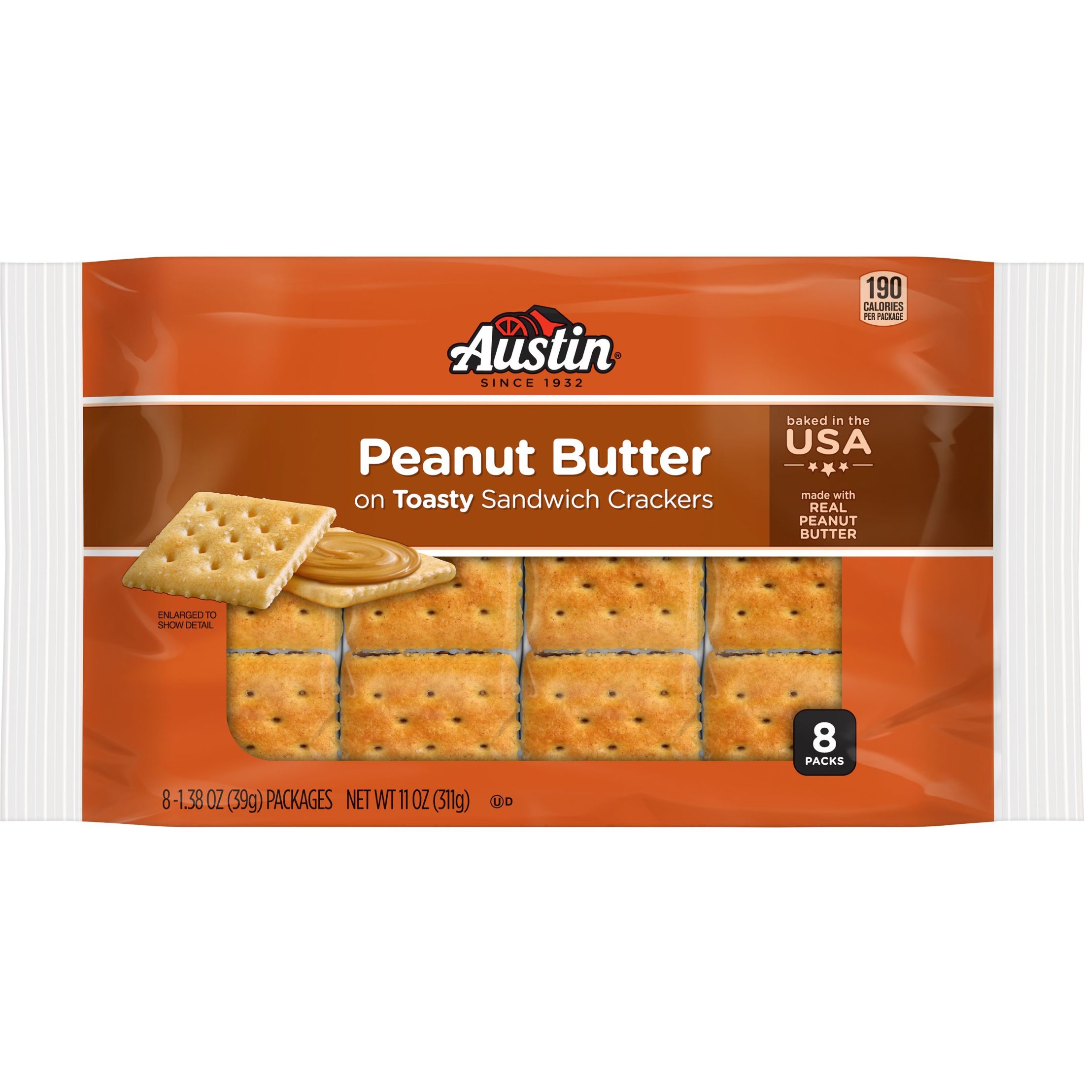Austin Peanut Butter on Toasty Sandwich Crackers, 11 oz, 8 Count