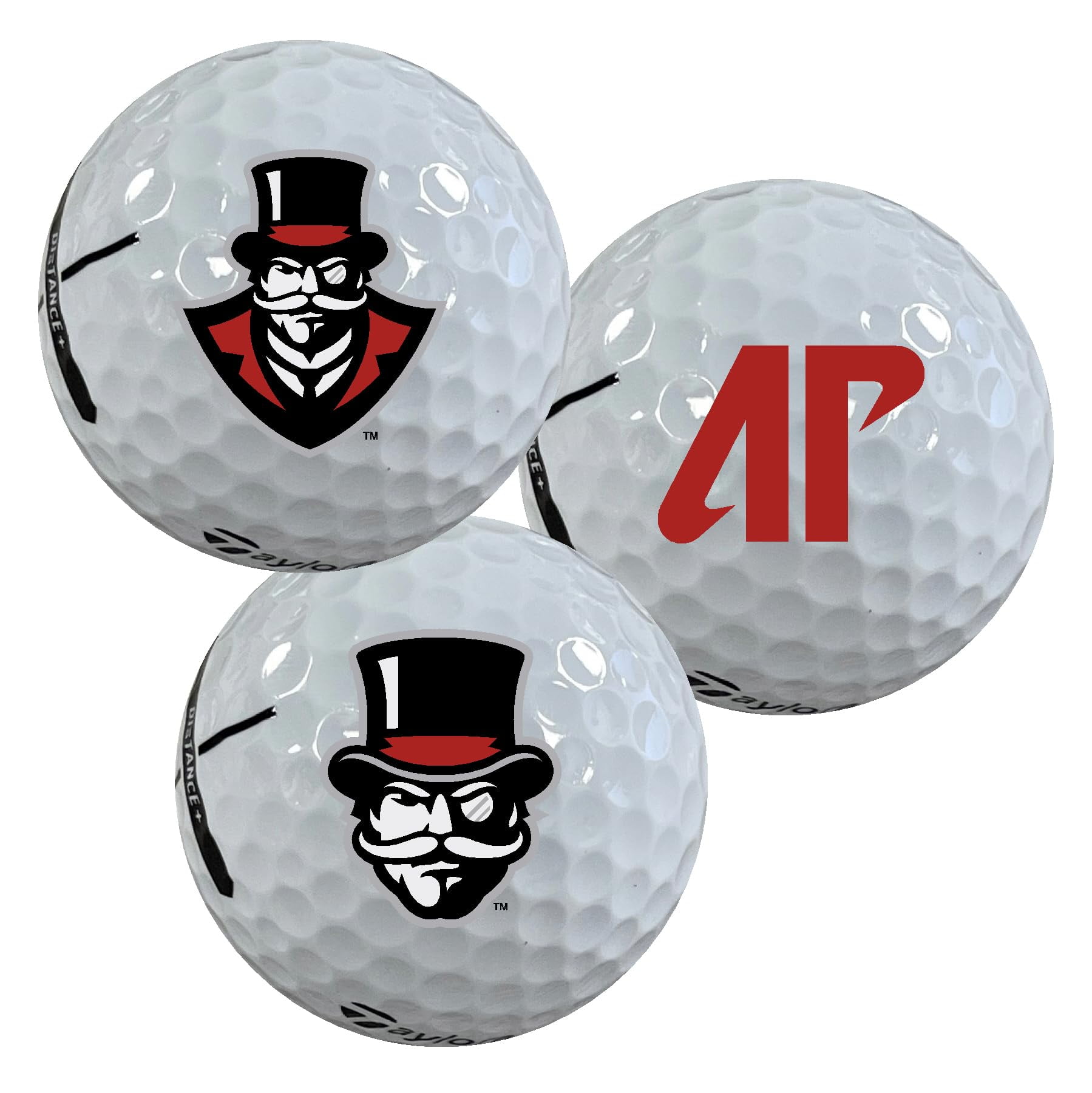 Austin Peay State University Logo Edition Officially Licensed NCAA Taylormade Distance+ Golf Balls 12-Pack (Dozen)