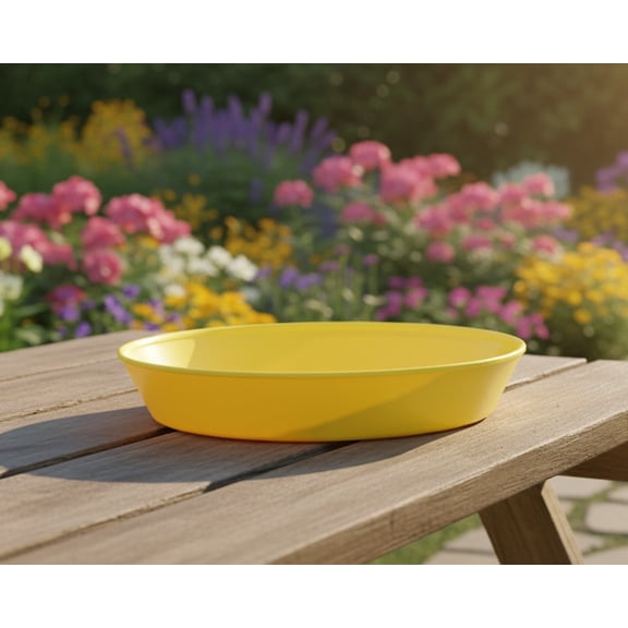 Austin Planter 12 inch 10.1 inch Base Plant Saucer - Yellow Colored Polypropylene Made in USA