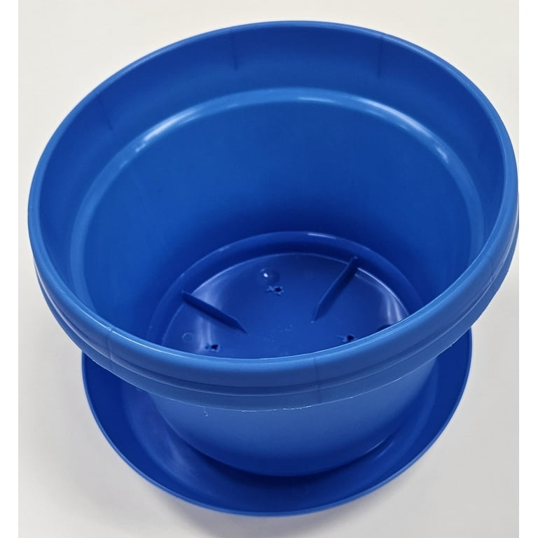 Austin Planter 12 in. Single Flower Pot with Saucer Colored Blue - Polypropylene
