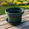 thumbnail image 1 of Austin Planter 12 inch Single Flower Pot and Saucer, Hunter Green, 1 of 7