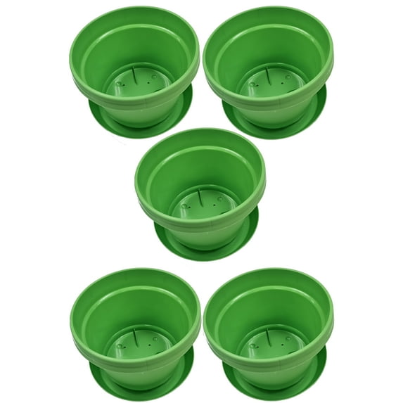 Austin Planter 12 Inch Flower Pot with Saucer Lime Green Colored Polypropylene (5 Pack) Made in USA