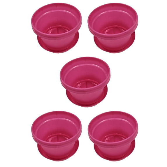 Austin Planter 12 Inch Flower Pot with Saucer Pink Colored Polypropylene (5 Pack) Made in USA