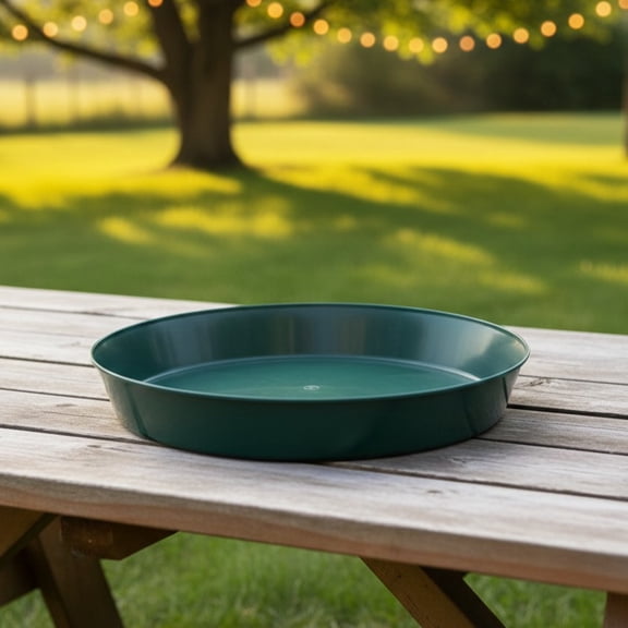 Austin Planter 12 inch(10.1 inch Base) Plant Saucer Single Hunter Green Colored Polypropylene - Made in USA