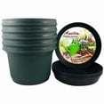 thumbnail image 1 of Austin Planter 12 inch Flower Pot with Saucer Hunter Green Colored Polypropylene (5 Pack) Made in USA, 1 of 7