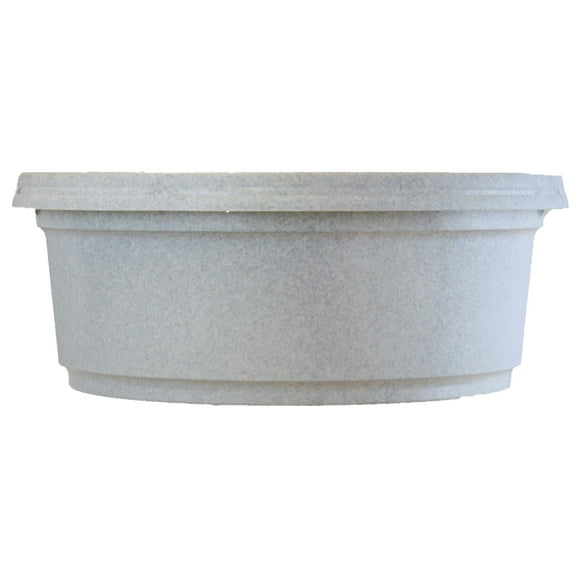Austin Planter 13” x 5” Round White Granite Colored Polypropylene Pot with Saucer (Single)