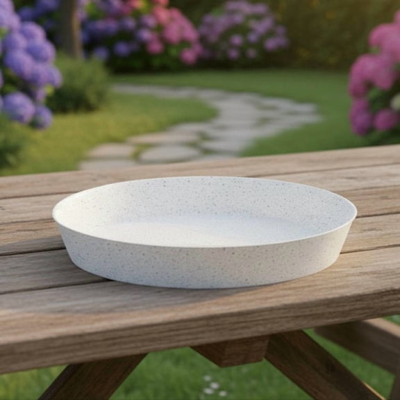 Austin Planter 16 Inch 14.2 Inch Base Case of 2 Plant Saucers - White Granite Colored Polypropylene