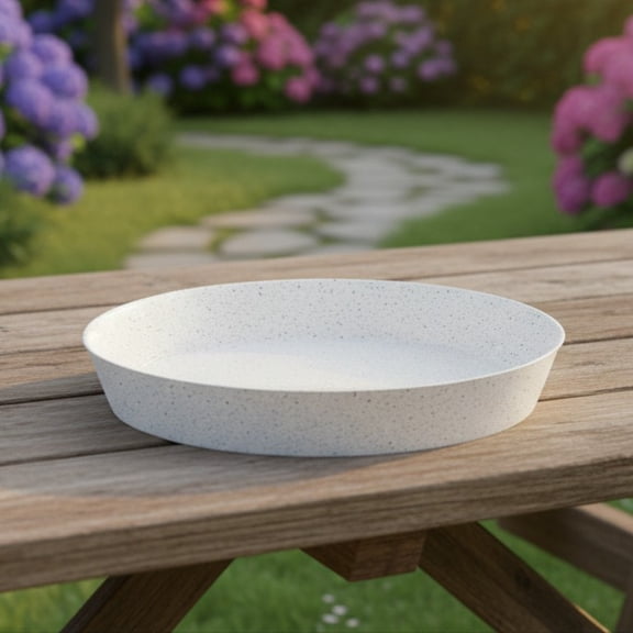 Austin Planter 16 inch(14.25 inch Base) Plant Saucer Single White Granite Colored Polypropylene Made in USA