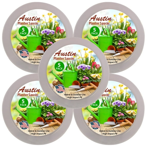 Austin Planter 18 inch(16.3 inch Base) Plant Saucer 5 Pack Natural Colored Polypropylene Made in USA