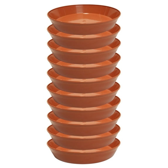 Austin Planter 4 inch(3 inch Base) Plant Saucer Terra Cotta Colored (10 Pack )- Polypropylene -Indoor/Outdoor -Made in USA
