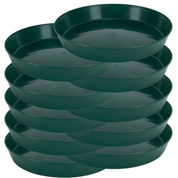 Austin Planter 5 inch(4 inch Base) Plant Saucer Hunter Green Colored (10 Pack)-Polypropylene-Indoor/Outdoor- Made in USA