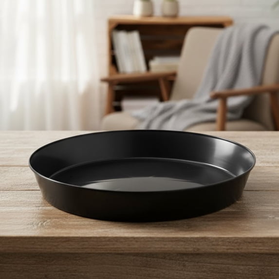 Austin Planter 6 Inch 4.5 Inch Base Case of 5 Plant Saucer - Black Polypropylene,Heavy Duty Indoor/Outdoor Tray and Drip Pan,Collects Flower Pot Excess Water Made in USA