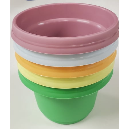 Austin Planter 7 Inch Flower Pot with Saucer Pink Colored Polypropylene (5 Pack) Made in USA