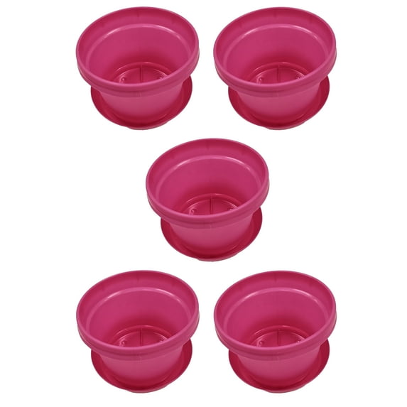 Austin Planter 7 Inch Flower Pot with Saucer Pink Colored Polypropylene (5 Pack) Made in USA