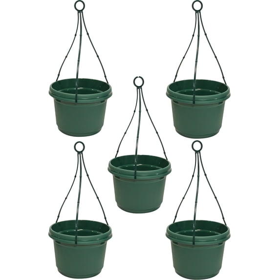 Austin Planter 7 Inch Hanging Flower Pots, Hunter Green, Durable ...