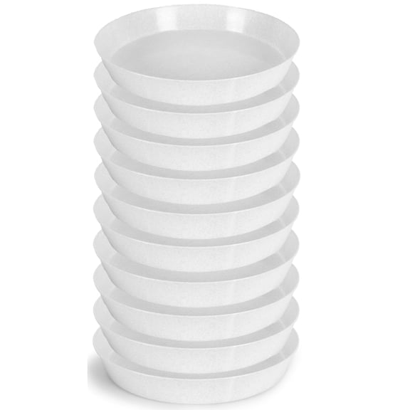 Austin Planter 8 inch(10.1 inch Base) Plant Saucer 10 Pack White Granite Colored Polypropylene Made in USA