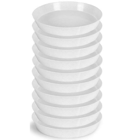 Austin Planter 8 inch(10.1 inch Base) Plant Saucer 10 Pack White Granite Colored Polypropylene Made in USA