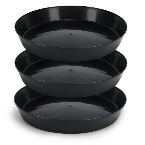 Austin Planter 8 inch(10.1 inch Base) Plant Saucer 3 Pack Black Colored Polypropylene Made in USA