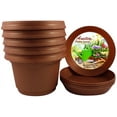 thumbnail image 1 of Austin Planter 9 Inch Flower Pot with Saucer Copper Colored Polypropylene (5 pack) Made in USA, 1 of 7