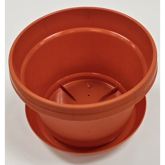 Austin Planter 9 Inch Flower Pot with Saucer Fire Orange Colored Polypropylene (Single) Made in USA