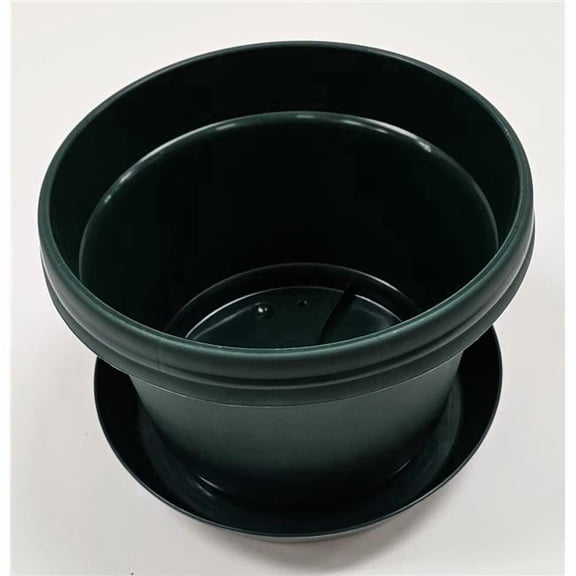 Austin Planter MAPHG1 9 in. Single Flower Pot with Saucer Colored, Hunter Green - Polypropylene