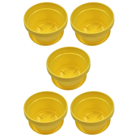 Austin Planter 9 Inch Flower Pot with Saucer Yellow Colored Polypropylene (5 pack) Made in USA