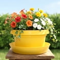thumbnail image 1 of Austin Flower Pots with Saucers, 9 Inch Yellow, Pack of 5, Plastic Planter for Seedlings and Nursery, Colorful with Saucer, 1 of 7