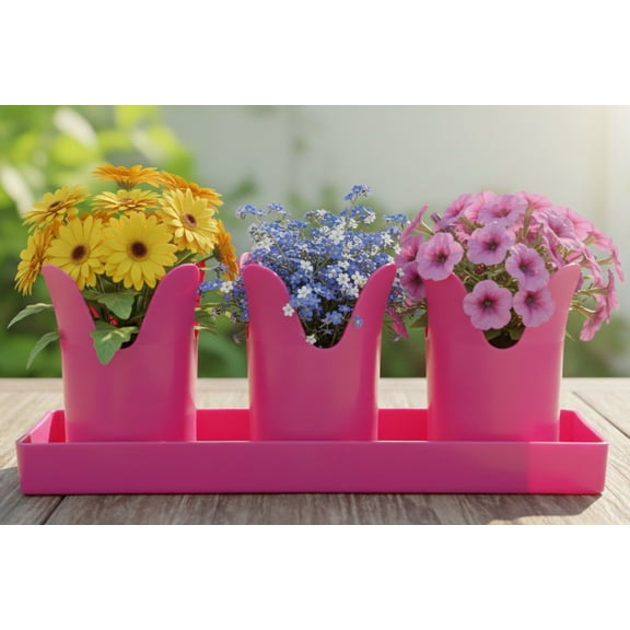 Austin Planter Saucer Rectangle 3.25x11.5 Pink
